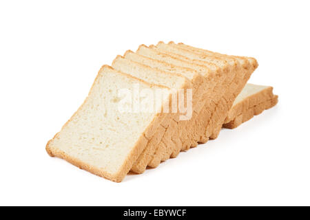 Tas de tranches de pain toast isolated on white Banque D'Images