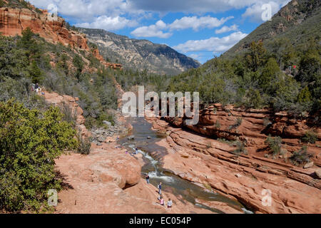 La rivière qui coule à travers Slide Rock State Park, Oak Creek Canyon, Arizona, USA. Banque D'Images