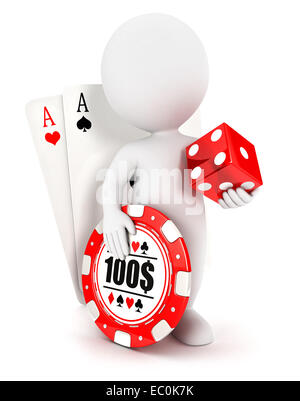 Les blancs 3d accessoires de casino, isolé sur fond blanc, image 3D Banque D'Images