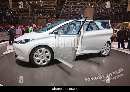 Genève - le 8 mars : La Renault Zoe concept car électrique entièrement exposée au 81e Salon International de l'sur M, Geneva Palexpo Banque D'Images