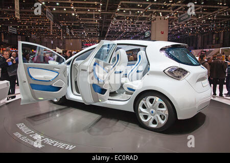 Genève - le 8 mars : La Renault Zoe concept car électrique entièrement exposée au 81e Salon International de l'sur M, Geneva Palexpo Banque D'Images