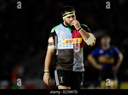 Londres, Royaume-Uni. 07Th Dec, 2014. European Rugby Champions Cup. Harlequins contre Leinster. Harlequins tighthead prop Collier : Action Crédit sera Plus Sport/Alamy Live News Banque D'Images