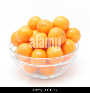 Mandarines dans un bol en verre Banque D'Images