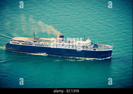 Le lac Michigan Car-ferry en cours - la SS blaireau est le dernier ferry opérant sur le lac Michigan. Banque D'Images