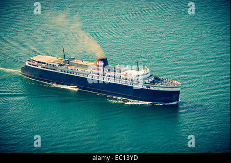 Le lac Michigan Car-ferry en cours - la SS blaireau est le dernier ferry opérant sur le lac Michigan. Banque D'Images