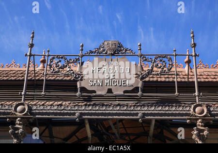 Panneau d'entrée pour le Mercado de San Miguel Espagne Madrid Banque D'Images