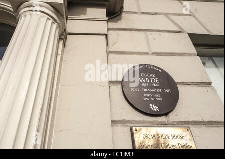 Oscar Wilde accueil, Merrion Square, Dublin. Accueil du dramaturge irlandais, écrivain, poète, dramaturge, wit, (1854-1900) de 1855 à Banque D'Images