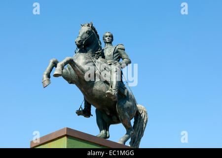 Dominikanische Republik, Santo Domingo, Avenida Maximo Gomez / Avenida Bolivar, Simon Bolivar Reiterstandbild Banque D'Images