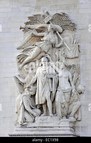 Soulagement, Le Triomphe de Napoléon en 1810, l'Arc de Triomphe, Place Charles de Gaulle, Paris, France Banque D'Images