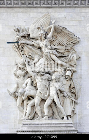 Soulagement, le départ des volontaires en 1792, La Marseillaise, l'Arc de Triomphe, Place Charles de Gaulle, Paris, France Banque D'Images