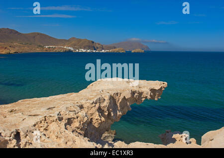 Cabo de Gata, Los Escullos, Isleta del Moro, le parc naturel de Cabo de Gata-Nijar, Almeria, Andalousie, Espagne, Europe Banque D'Images