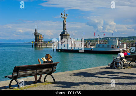 Imperia statue, port de Constance, Bodensee, le lac de Constance, Constance, Constance, Bade-Wurtemberg Banque D'Images