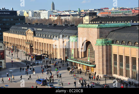 La gare centrale d'Helsinki, par Eliel Saarinen, Art Nouveau, Helsinki, Finlande Banque D'Images