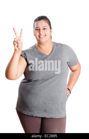 Dame obèse indiens montrant Banque D'Images