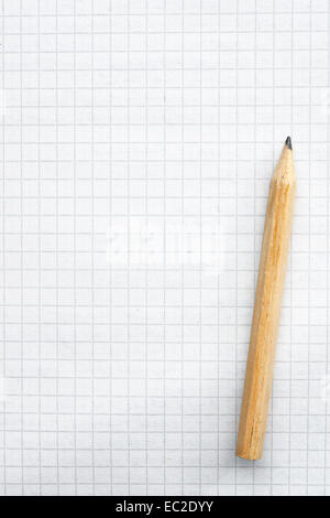 Petit crayon en bois sur feuille de papier vierge Banque D'Images