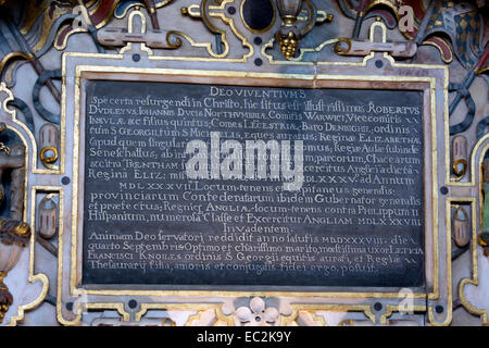 Détail du tombeau de Robert Dudley, Eglise St Mary, Warwick, Warwickshire, England, UK Banque D'Images