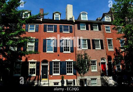 Philadelpnhia, New York : 18e siècle, des maisons en rangée de style fédéral sur la 3e Rue Sud Banque D'Images