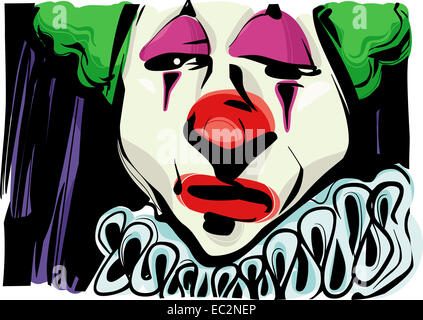 Esquisse Illustration de clown triste Visage Banque D'Images