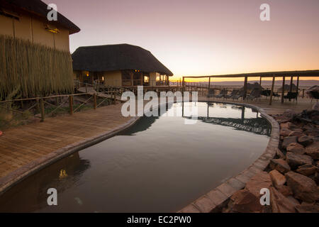 L'Afrique, la Namibie. Sossus Dune Lodge. La Namibie désert. Sossusvlei, Naukluft Park. Banque D'Images