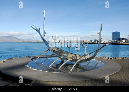 Sculpture Sun Voyager à Reykjavik, Islande Banque D'Images