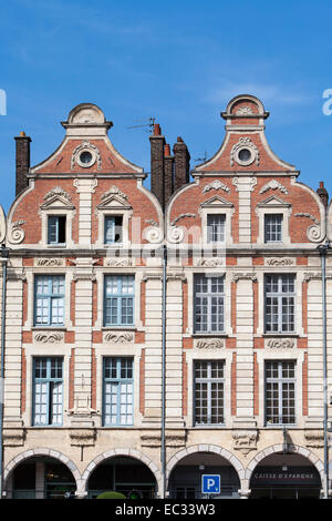 France, Ile-de-France, l'Artois, Arras, bâtiment à pignons, architecture flamande Banque D'Images