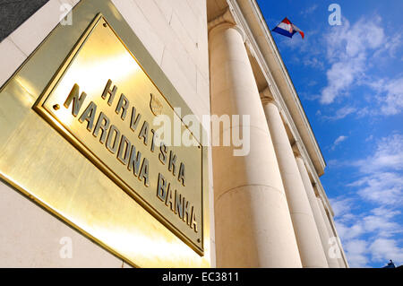 Zagreb, Croatie. Banque nationale croate (Hrvatska narodna banka). Banque D'Images