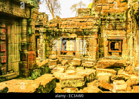 Dans les ruines du temple d'Angkor Wat Banque D'Images