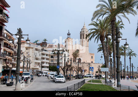 Sitges Beach Bar Pub Restaurant Espagnol Espagne Banque D'Images
