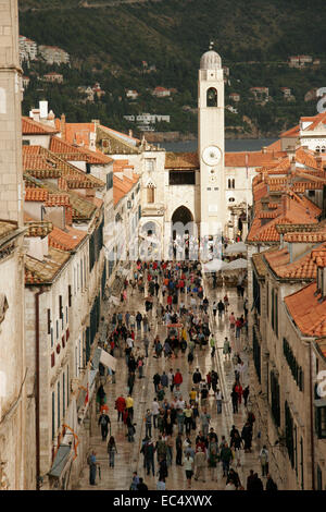 Croatie, Dubrovnik Altstadt, Sued-Dalmatien Stradun, Banque D'Images