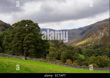 Jusqu'à la vallée de Coppermines en montant Coniston le vieil homme dans le Lake District Banque D'Images