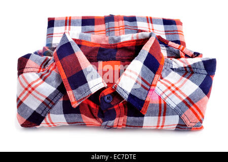 Une chemise de bûcheron pliée sur un fond blanc Banque D'Images Une chemise de bûcheron pliée sur un fond blanc Banque D'Images