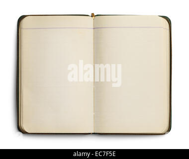 Ordinateur portable avec fermeture éclair ouverte vide isolé sur fond blanc. Banque D'Images