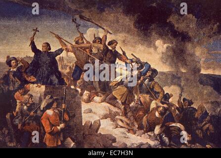 L'armée suédoise sous la direction de Hans Christoff von Konigsmarck Prague, attaques, 25 juillet, 1648. La défense de Prague, en face de l'Agence suédoise Banque D'Images
