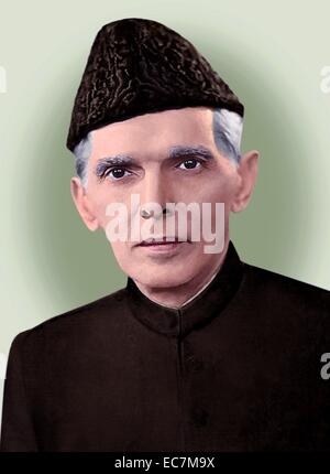 Muhammad Ali Jinnah, 1876 - 11 septembre 1948), avocat, homme politique, et le fondateur du Pakistan. Premier gouverneur général du Pakistan, de l'indépendance jusqu'à sa mort. Banque D'Images