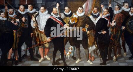 La peinture intitulée "La compagnie du Capitaine de Dirck Jacobsz Rosecrans et Lieutenant Pauw. Peint par Cornelis Ketel (1548-1616). En date du 16e siècle Banque D'Images