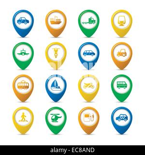 Les véhicules de transport, les axes de navigation ensemble de conteneurs-citernes gaz tracteur isolé station vector illustration Illustration de Vecteur