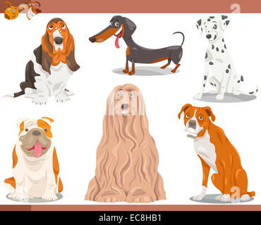 Cartoon Illustration de chiens de race Set animaux drôles Banque D'Images