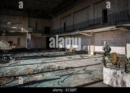 Energetik Palais de la culture dans la ville abandonnée Pripyat, zone d'exclusion de Tchernobyl, l'Ukraine Banque D'Images