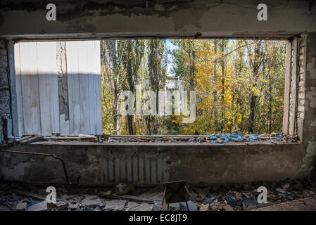 Energetik Palais de la culture dans la ville abandonnée Pripyat, zone d'exclusion de Tchernobyl, l'Ukraine Banque D'Images