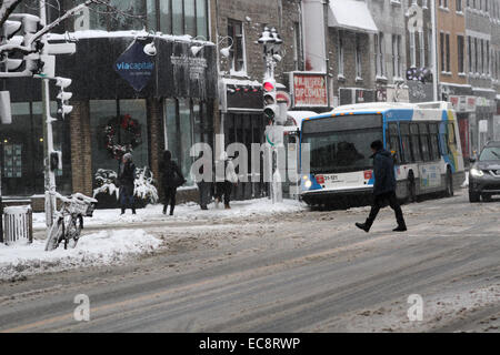 Montréal, Canada. Dec 10, 2014. Les gens à pied au cours de l'accumulation de neige sur le Mont Royal à Montréal, au Québec le 10 décembre 2014. Credit : Lee Brown/Alamy Live News Banque D'Images