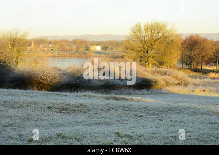 Frost matin à Hogganfield Park à Glasgow, Ecosse Banque D'Images