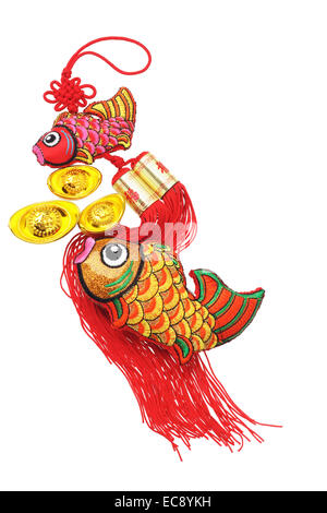Le Nouvel An chinois poisson propice et ornements de lingots d'or - Bonheur et abondants Surplus Banque D'Images