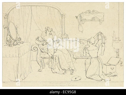 Une illustration tirée de l'édition 1828-33 de Howard de *The Two Gentlemen of Verona* de Shakespeare, qui donne un aperçu visuel des personnages et des scènes de cette pièce classique. Banque D'Images