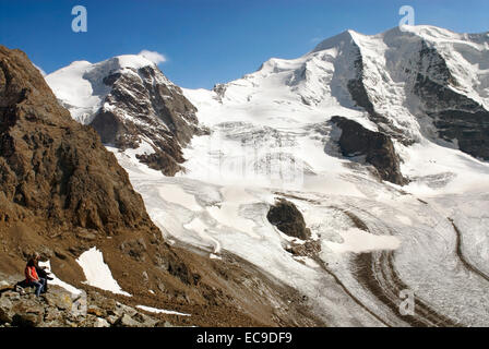 Couple Pers Glacier à l'Diavalezza, Mountain Station Pontresina. Banque D'Images