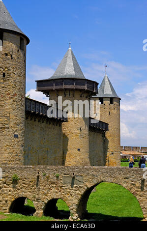 Château Comtal, 12e siècle, La Cité médiévale, ville fortifiée, Carcassonne, Aude, Languedoc-Roussillon, France, Europe Banque D'Images