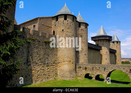 Château Comtal, 12e siècle, La Cité médiévale, ville fortifiée, Carcassonne, Aude, Languedoc-Roussillon, France, Europe Banque D'Images