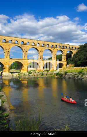 Pont du Gard, aqueduc romain, Gard, Provence, France, Europe Banque D'Images