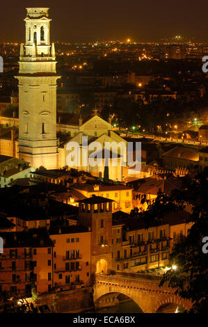 Duomo, la cathédrale de nuit, Vérone, Vénétie, Italie, Europe Banque D'Images