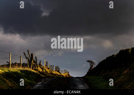 Ardara, comté de Donegal, Irlande. 11e Décembre 2014. Des vents forts et stormclouds avec soleil d'occassional briser le malheur. Crédit : Richard Wayman/Alamy Live News Banque D'Images