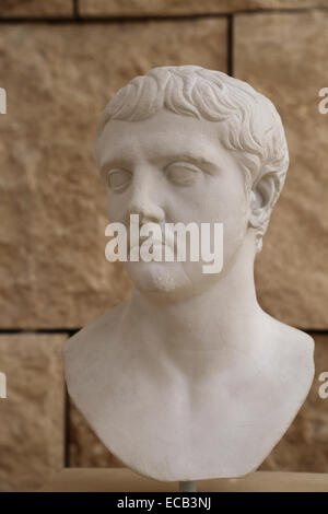 Portrait de Nero Claudius Drusus (38-39 av. J.-C.). Homme politique romain et le commandant militaire. Père de l'empereur Claude. Copie. Banque D'Images